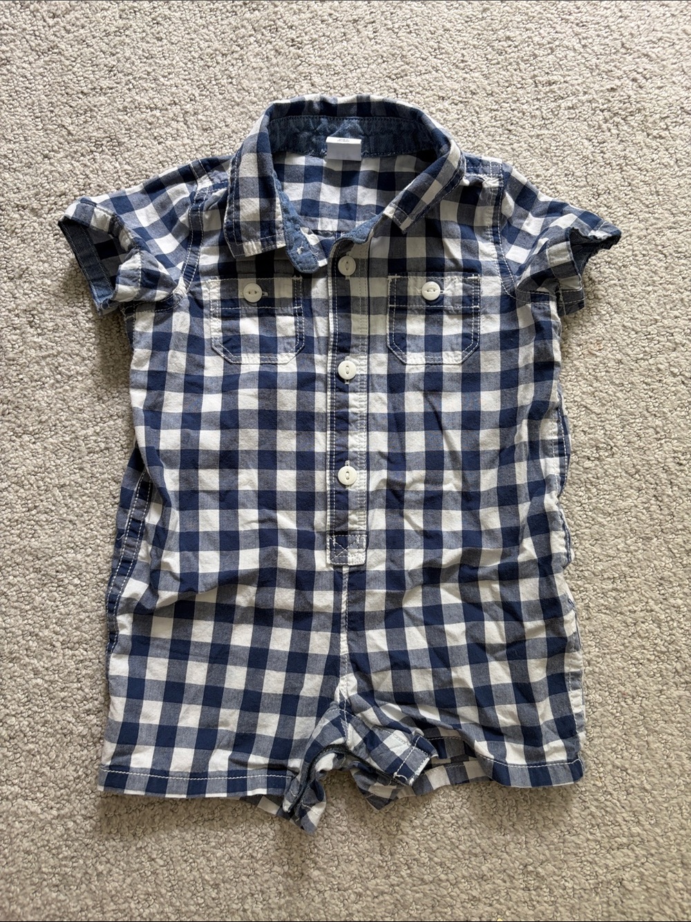 GAP Baby Navy and White Gingham Shirt